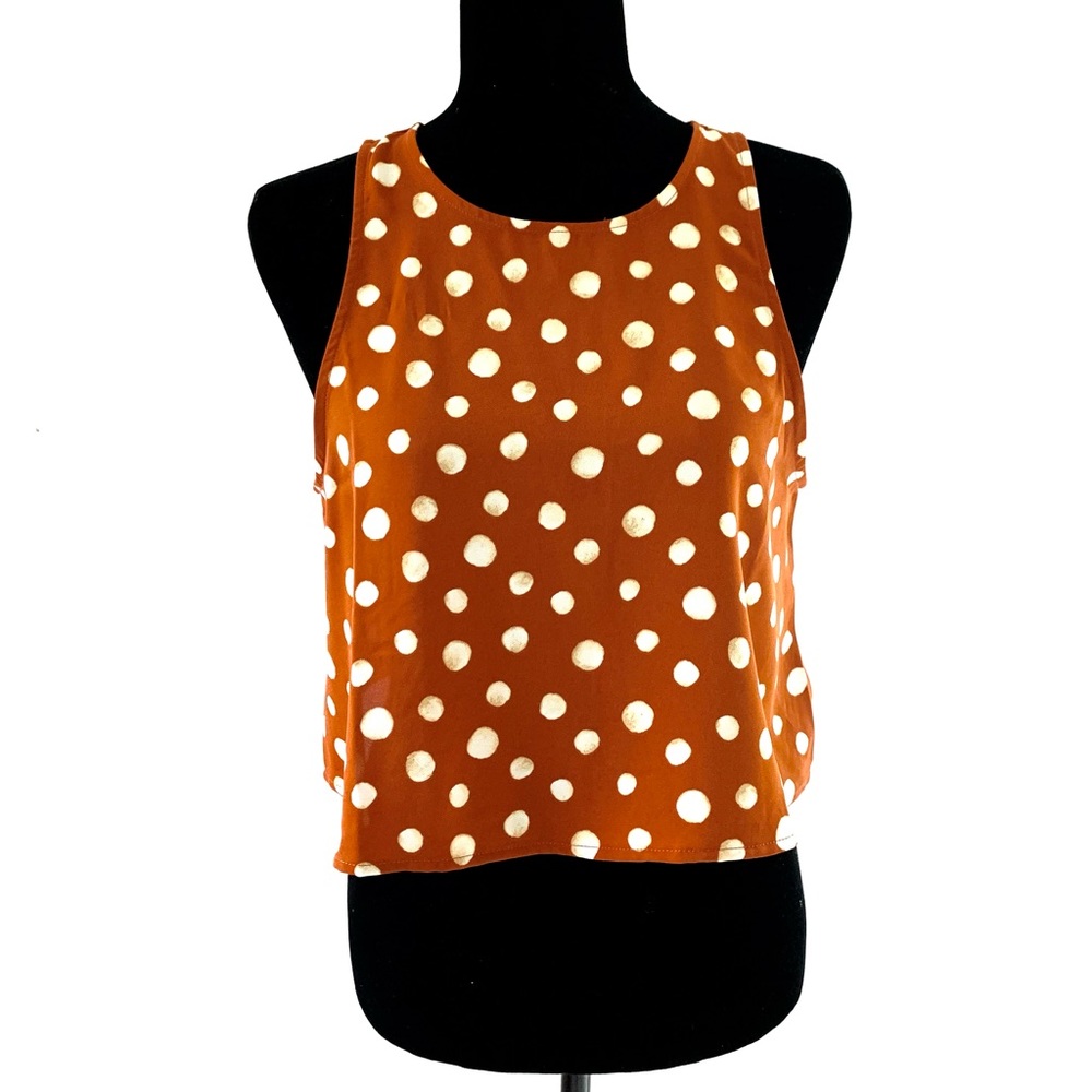 Forever 21 Burnt Orange/White Polka Dot Crop Top